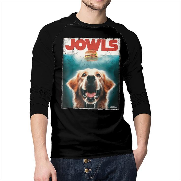 Light Golden Retriever Jowls Top Paws Cream Lab Dog Mom Dad Men Baseball Raglan Shirt