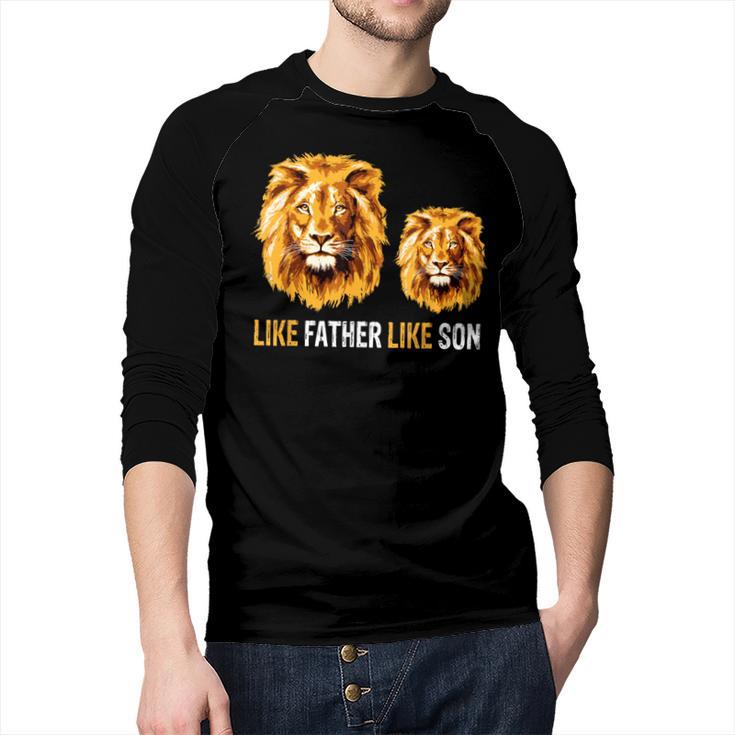 Lion Dad Like Father Like Son Lions Lovers Fathers Day Men Baseball Raglan Shirt