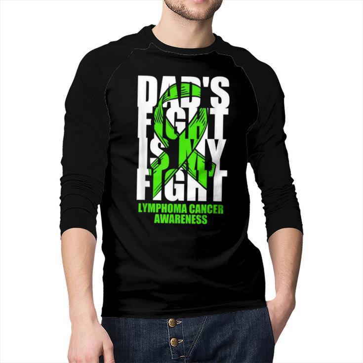 Lymphoma Cancer Awareness Lime Green Ribbon Dad's Fight Men Baseball Raglan Shirt