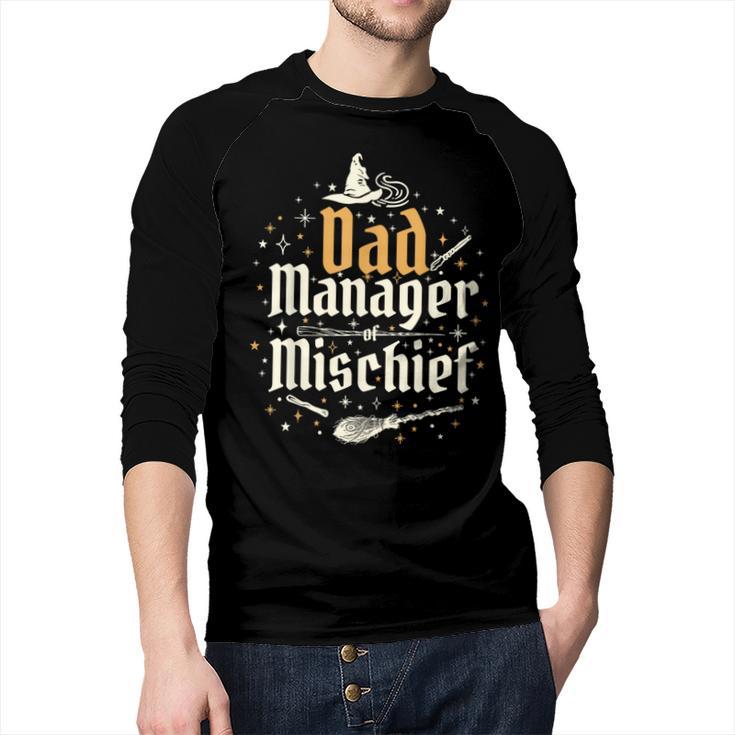 Magical Dad Manager Of Mischief Birthday Boys Girls Men Baseball Raglan Shirt
