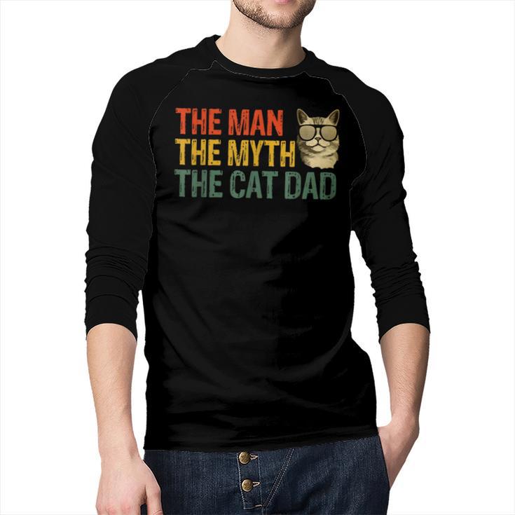 The Man The Myth The Cat Dad Cat Daddy Vintage Men Baseball Raglan Shirt
