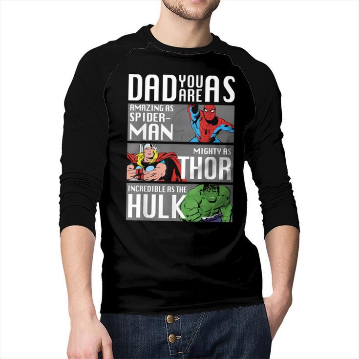 Marvel Father's Day Spider-Man Thor Hulk Dad Attributes Men Baseball Raglan Shirt