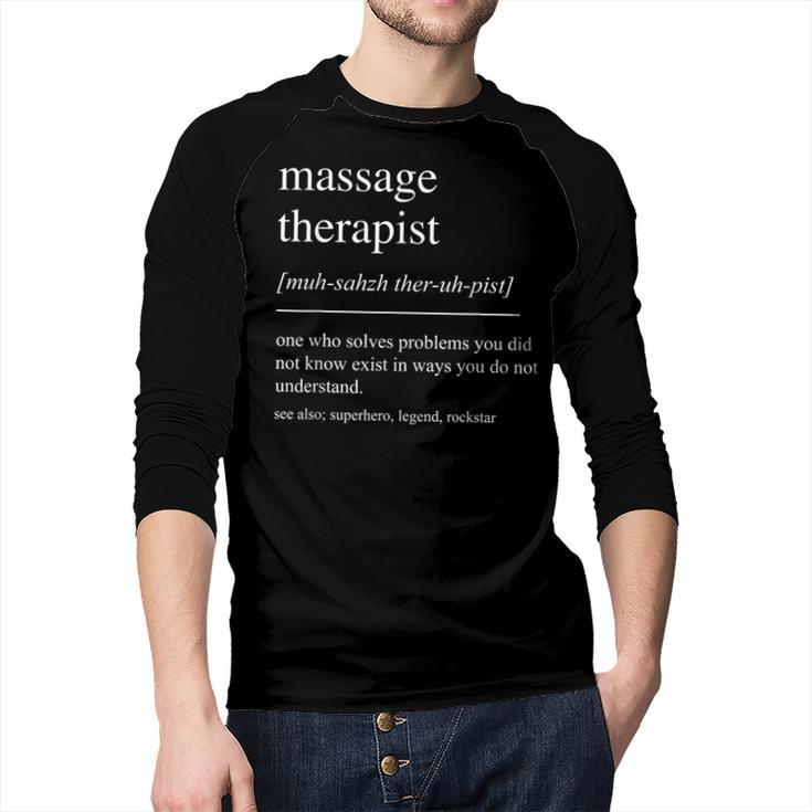 Massage Therapist Definition Women Mom Dad Men Baseball Raglan Shirt