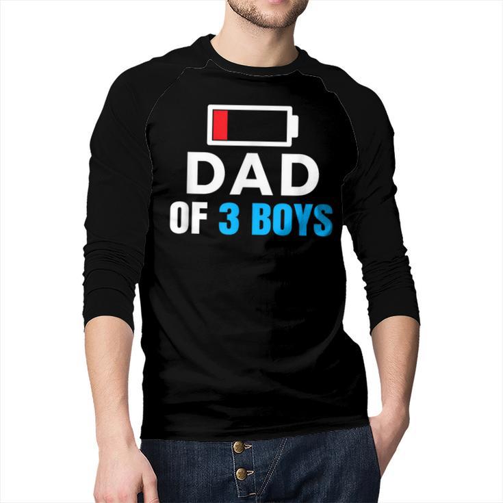 Matching Father's Day Low Battery Dad Of 3 Boys Men Baseball Raglan Shirt