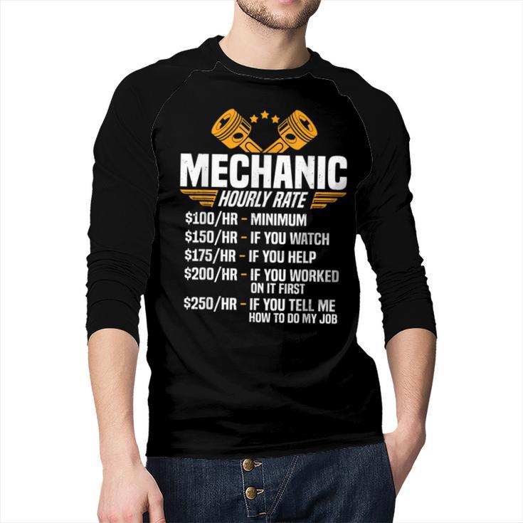 Mechanic Men Dad Hourly Rate Car Auto Garage Mechanic Men Baseball Raglan Shirt