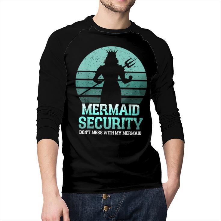Mermaid Security Vintage Birthday Party Dad Father Day Men Baseball Raglan Shirt