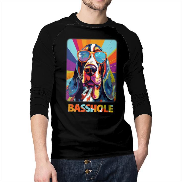 Mom & Dad Of a Basshole Basset Hound With Glasses -Adults Short Sleeve Men Baseball Raglan Shirt