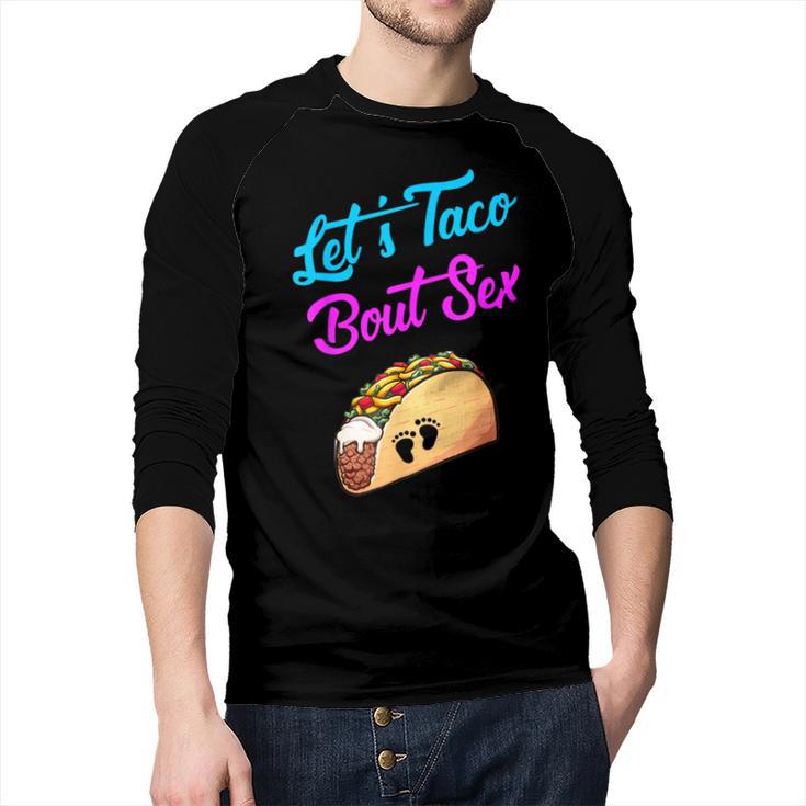 Mom Dad Let's Taco Bout Sex Gender Reveal Party Men Baseball Raglan Shirt
