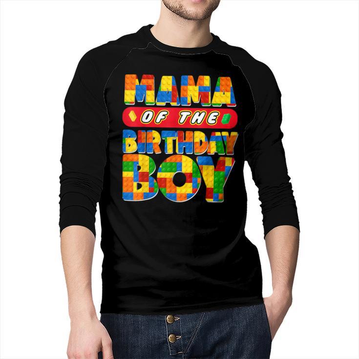 Mom And Dad Mama Birthday Boy Building Bricks Family Party Men Baseball Raglan Shirt