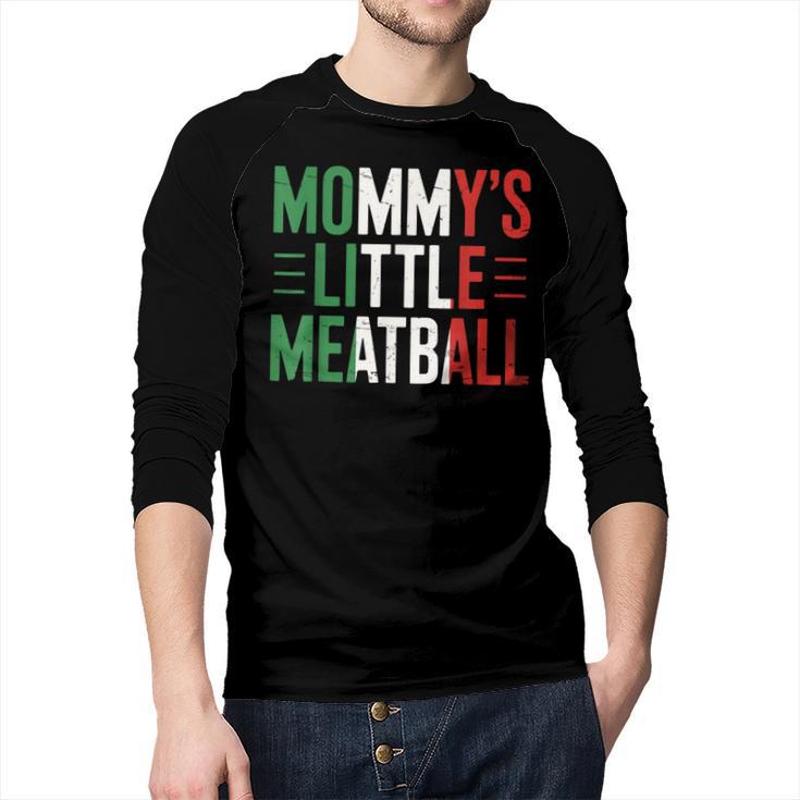 Mommy's Little Meatball Italian Quote Family Dad Mom Kids Men Baseball Raglan Shirt