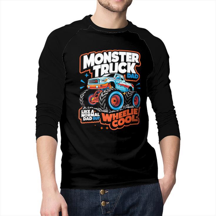 Monster Truck Dad Wheelie Cool Like Normal Dad Men Baseball Raglan Shirt