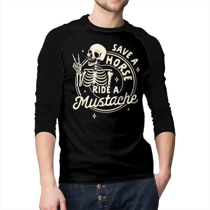 Mustache Dad Father’s Day Save A Horse Ride A Mustache Men Baseball Raglan Shirt