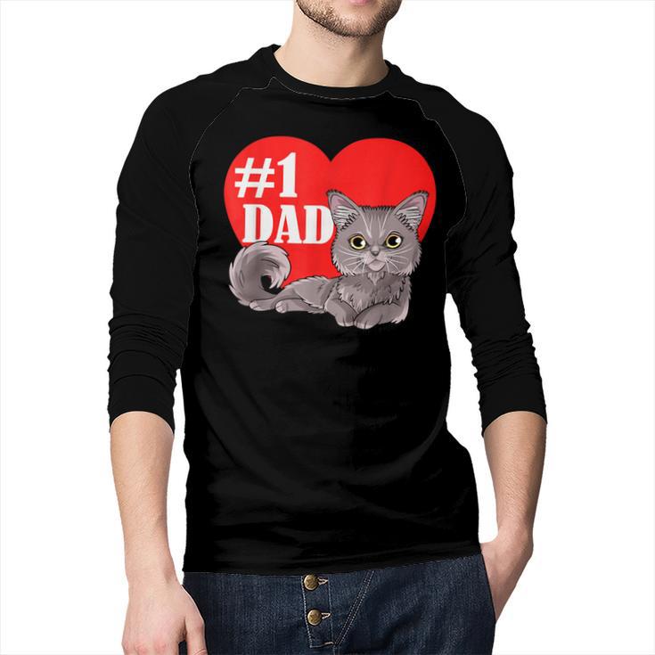 Nebelung Cat 1 Dad Father's Day Daddy Heart Decor For Men Women Kids Men Baseball Raglan Shirt