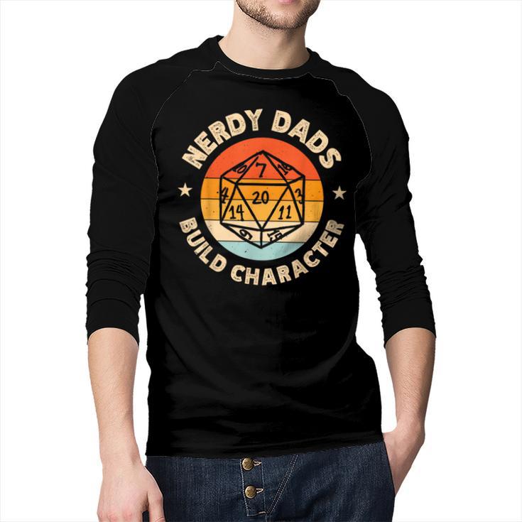 Nerdy Dads Build Character Men Baseball Raglan Shirt