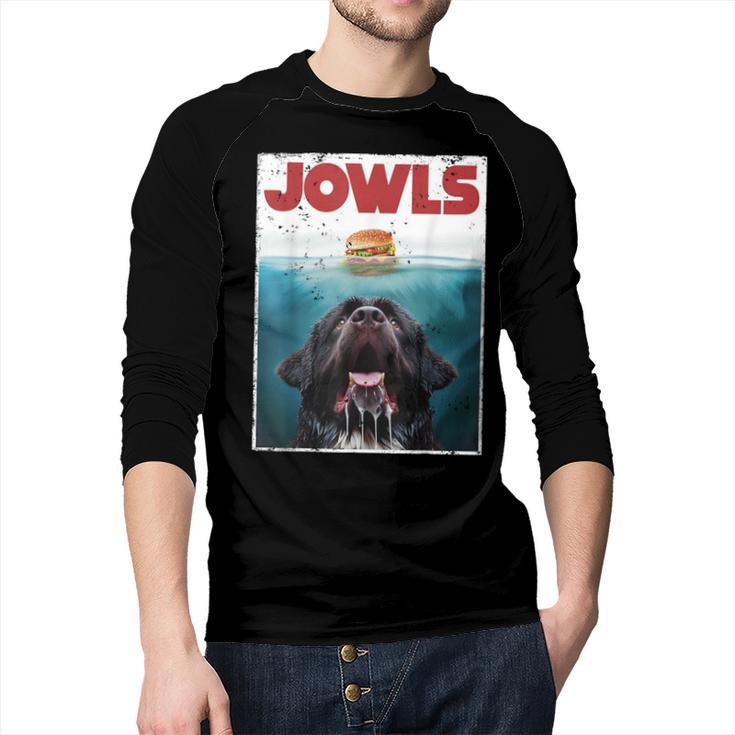 Newfoundland Dog Newfie Lab Jowls Burger Dog Mom Dad Men Baseball Raglan Shirt