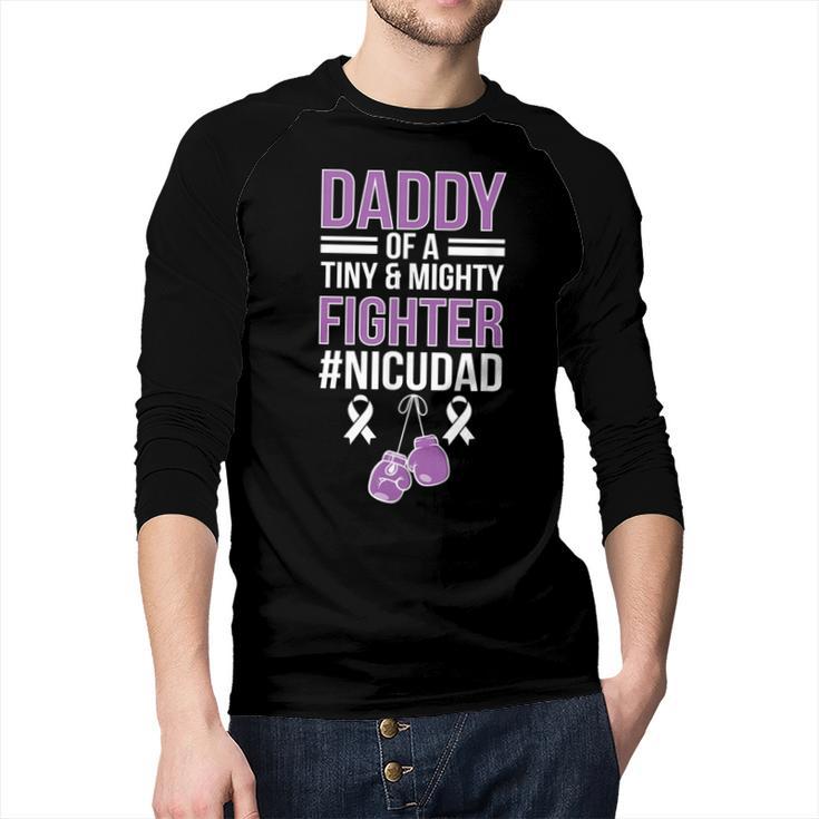 NICU Dad Micro Preemie Baby Dad Of NICU Warrior Appreciation Men Baseball Raglan Shirt