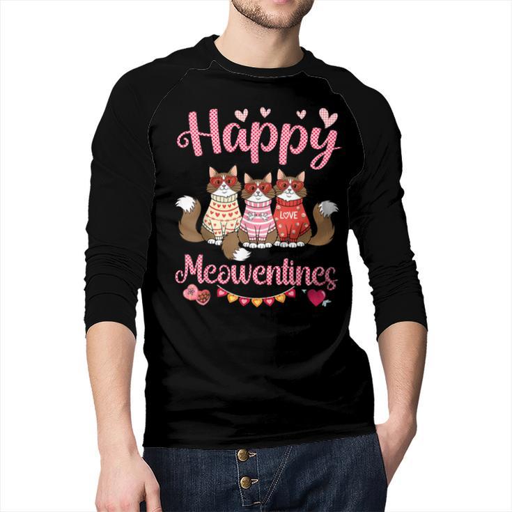 Norwegian Forest Cat Happy Meowentines Valentine Dad Mom Men Baseball Raglan Shirt