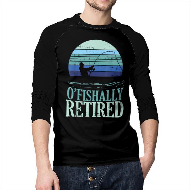 Ofishally Retired Fishing Retro Retirement Dad Men Men Baseball Raglan Shirt