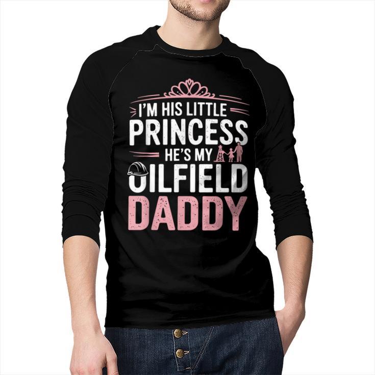 Oilfield Dad Oilfeild My Daddy Works In The Oilfield Men Baseball Raglan Shirt