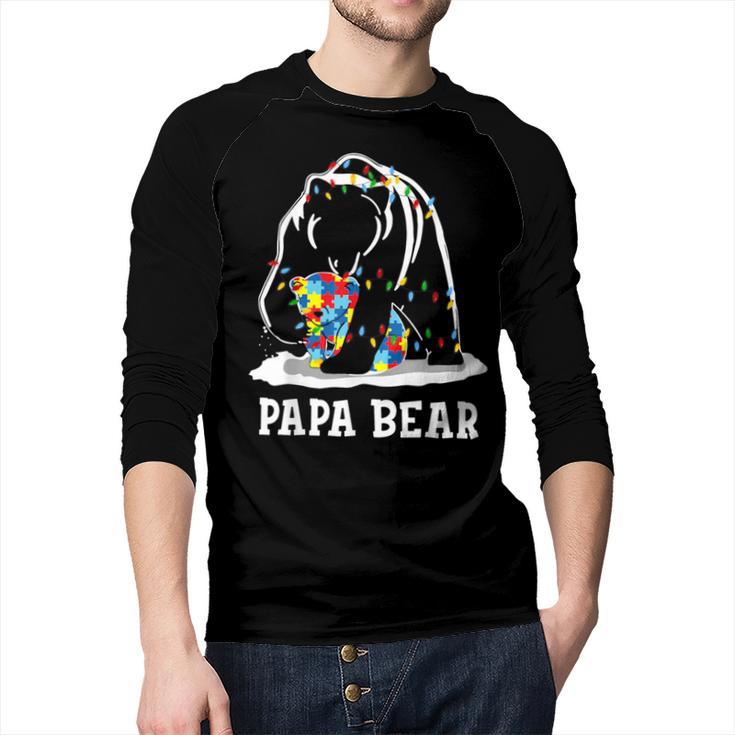 Papa Bear Autism Awareness Autism Matching Family Dad Men Baseball Raglan Shirt