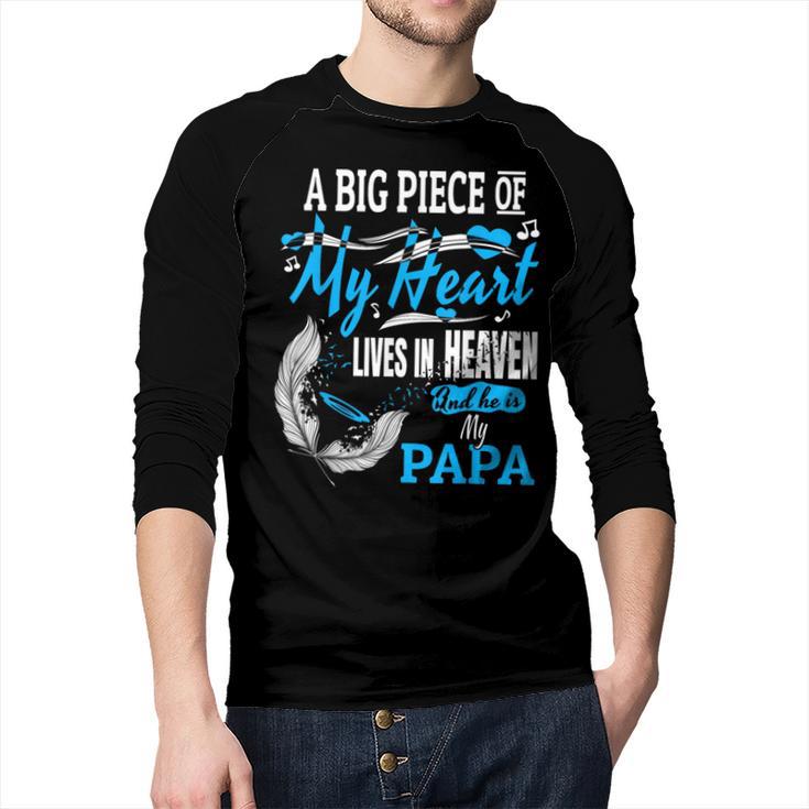 My Papa Lives In Heaven Shirt Memorial Day Papa Dad Grandpa Men Baseball Raglan Shirt
