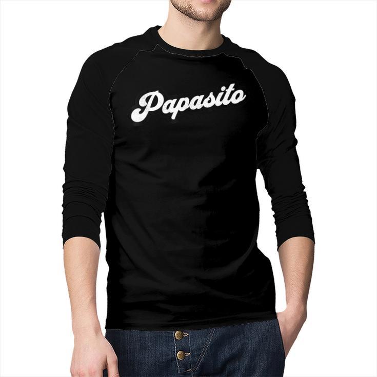 Papasito Bold Latino Dad Retro Text Men Baseball Raglan Shirt