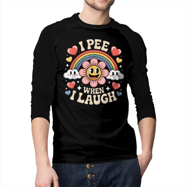 I Pee When I Laugh Adult Humor Women Men Dad Jokes Men Baseball Raglan Shirt