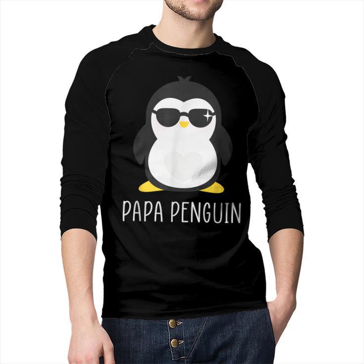 Penguin Papa Father's & Cute Dad Men Baseball Raglan Shirt