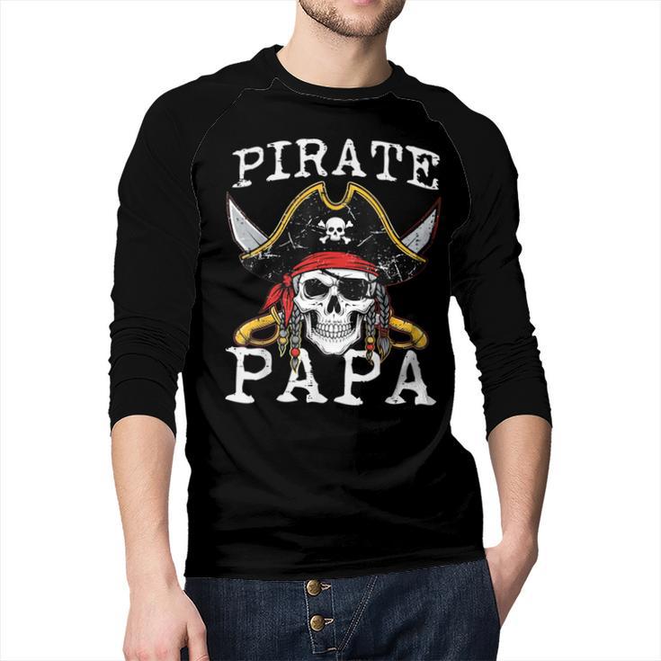 Pirate Papa Skull Family Matching Costume Dad Grandpa Men Men Baseball Raglan Shirt