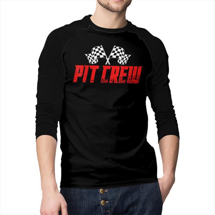 Pit Crew Family Racing Birthday Race Car For Dad Mom Kids Men Baseball Raglan Shirt