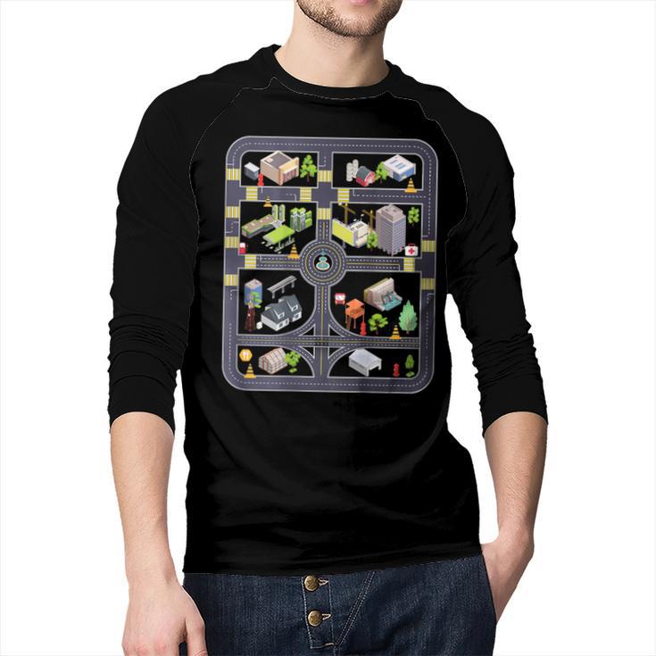 Play Cars On Dad's Back Mom's Back City Map BACK PRINT ONLY Men Baseball Raglan Shirt