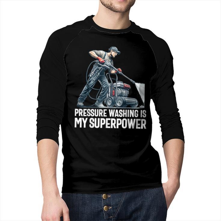 Power Washing Pressure Washing For Washer Dad Men Grandpa Men Baseball Raglan Shirt