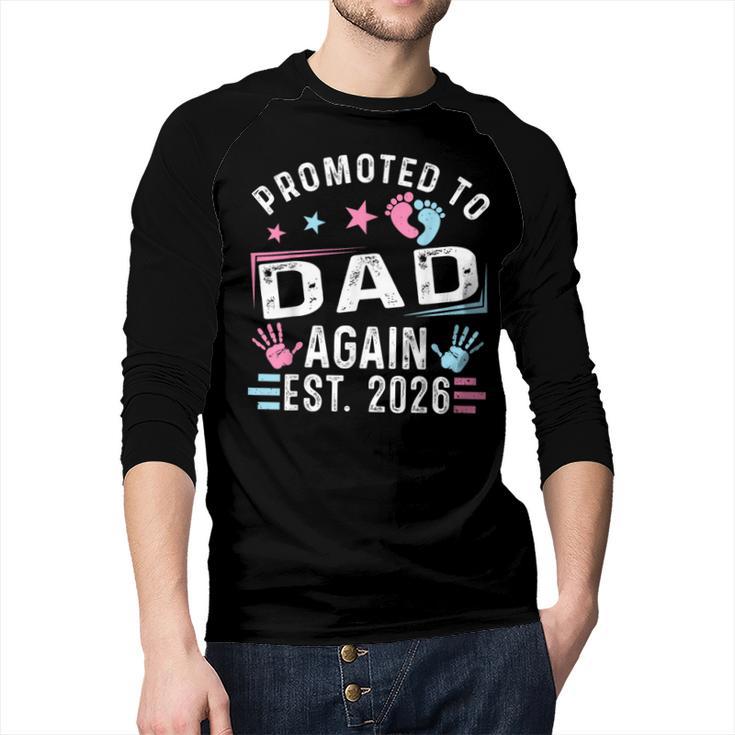 Promoted To Dad Again Est 2026 Vintage Dad Men Baseball Raglan Shirt