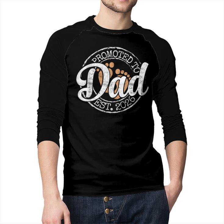 Promoted To Dad Est 2026 Stamp First Time Daddy To Be Men Baseball Raglan Shirt