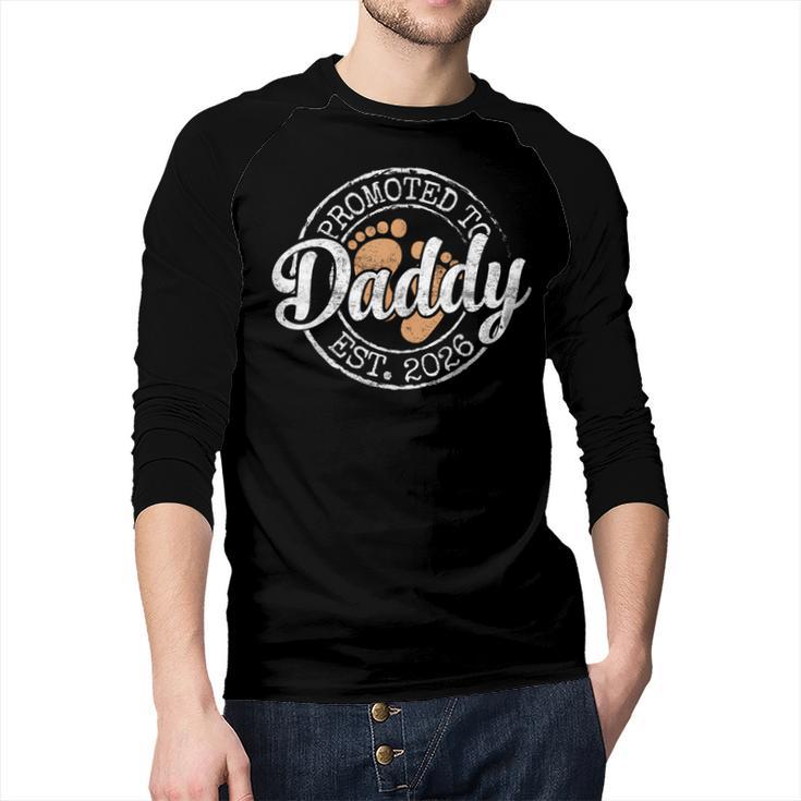 Promoted To Daddy Est 2026 Stamp First Time Dad To Be Men Baseball Raglan Shirt
