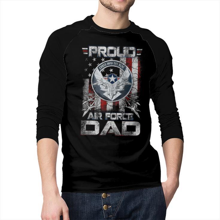 Proud Air Force Dad Shirt Military Family Fathers Day Men Baseball Raglan Shirt