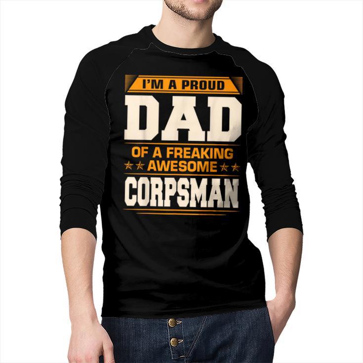 Proud Dad Of Awesome Corpsman Father's Day Men Baseball Raglan Shirt