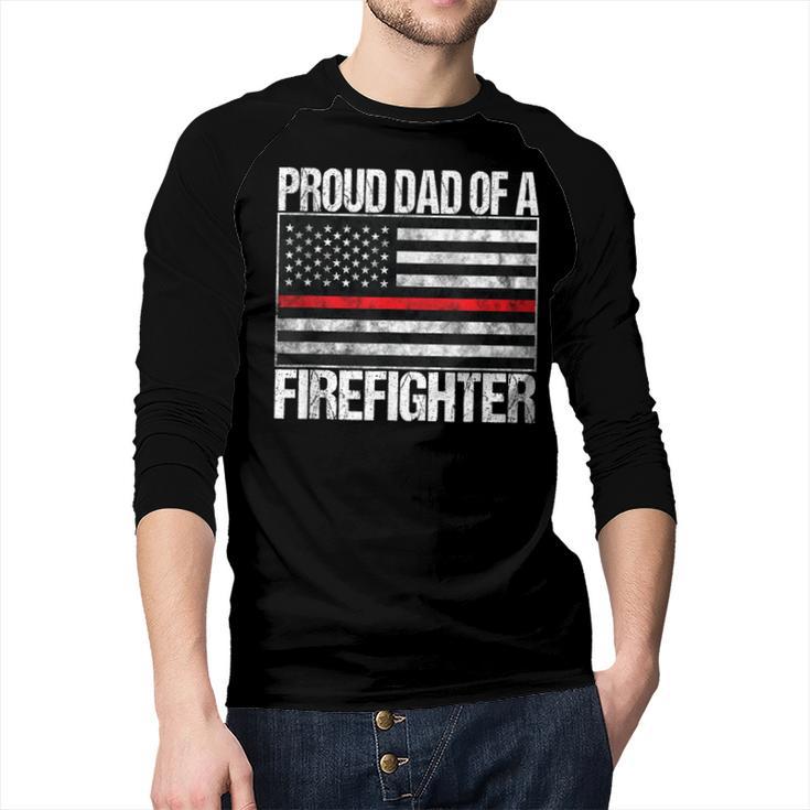 Proud Dad Of a Firefighter Fireman Parent Men Baseball Raglan Shirt