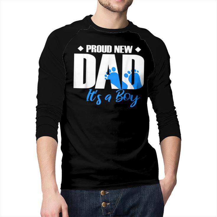 Proud New Dad It's A Boy Men Baseball Raglan Shirt
