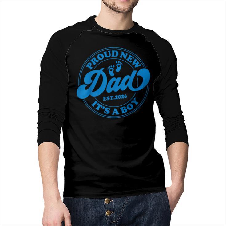 Proud New Daddy It's A Boy Dad To Be 1st Time Father Men Baseball Raglan Shirt