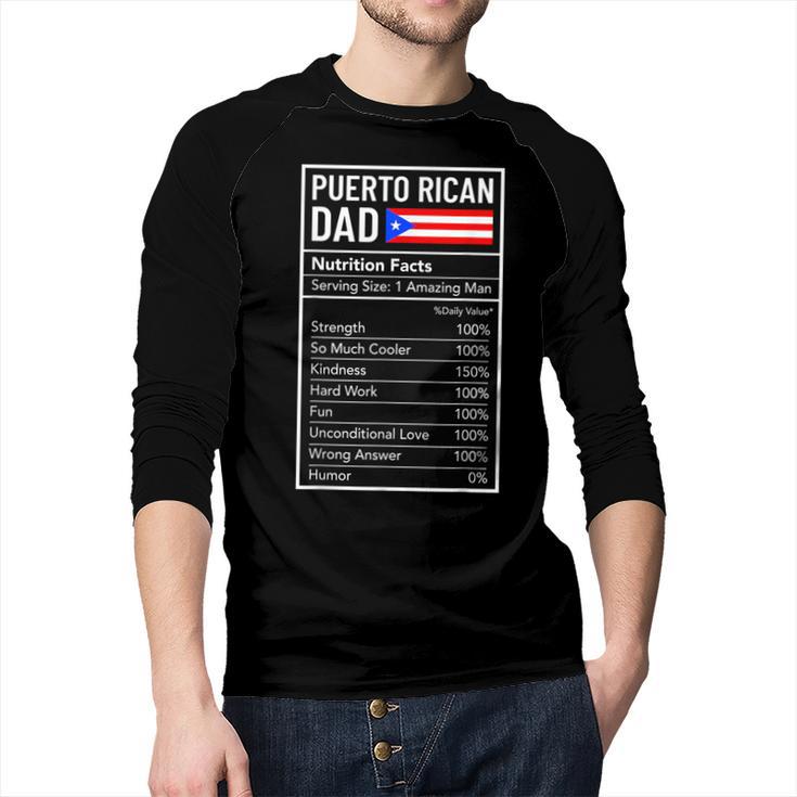 Puerto Rican Dad Nutrition Facts Pride Father's Day Men Baseball Raglan Shirt