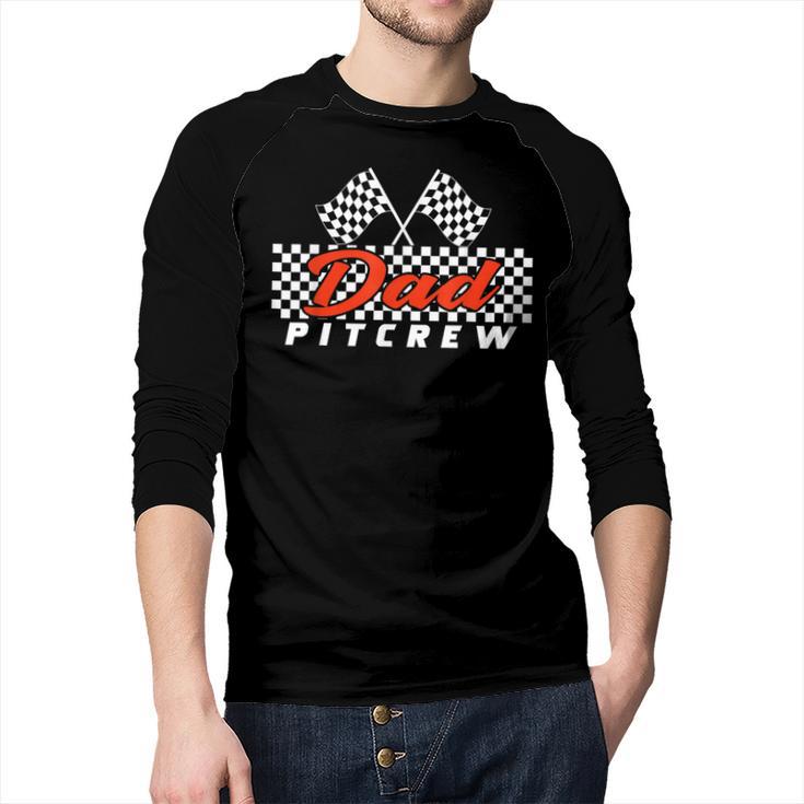Race Car Birthday Party Racing Family Dad Pit Crew Men Baseball Raglan Shirt