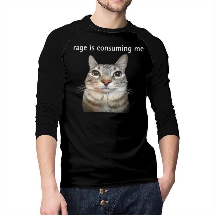 Rage Is Consuming Me Silly Staring Cat Meme Dad Mom Men Baseball Raglan Shirt