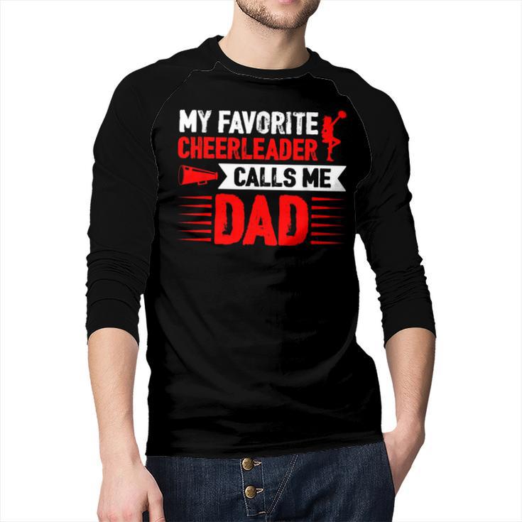 Red Cheer Dad Family Father Cheerleader Squad Men Baseball Raglan Shirt