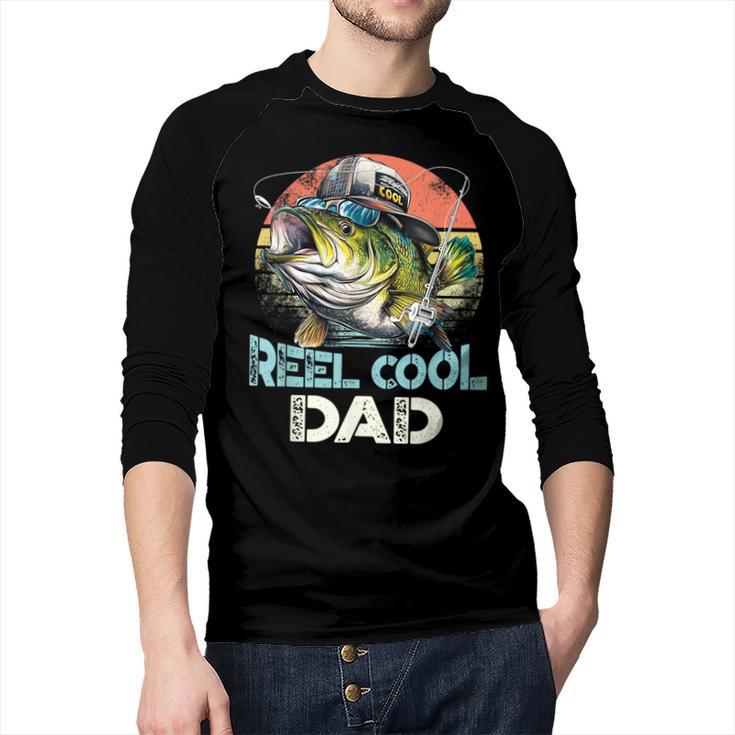 Reel Cool Dad Fishing Vintage Retro Father's Day Men Baseball Raglan Shirt