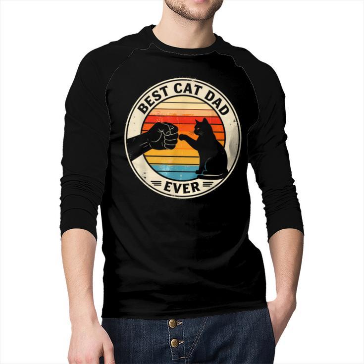Retro Cat Dad Ever Cats Lovers For Men Women And Kids Men Baseball Raglan Shirt