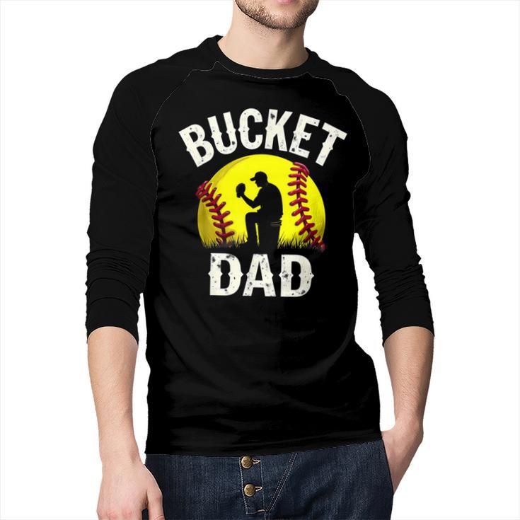 Retro Daddy Bucket Dad Softball Girl Men Baseball Raglan Shirt