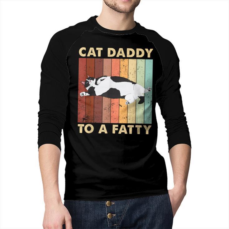 Retro Fat Chonk Dad Tee Cat Daddy To A Fatty Men Baseball Raglan Shirt