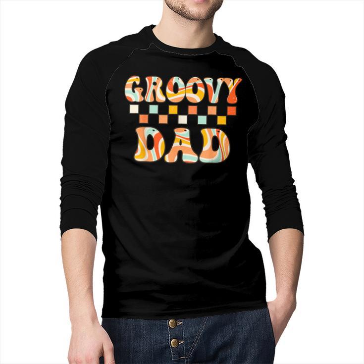 Retro Groovy Dad Matching Family 1st Birthday Party Men Baseball Raglan Shirt