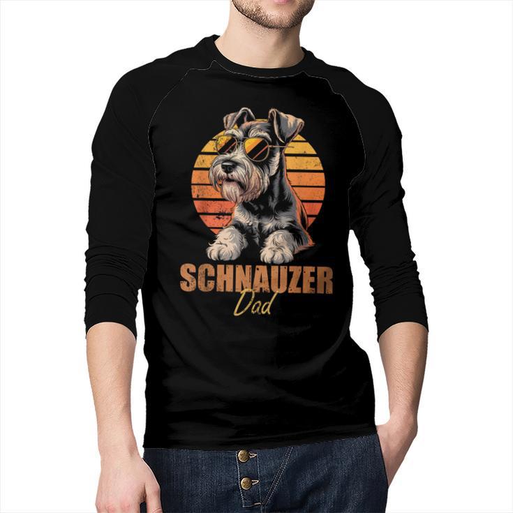 Retro Miniature Schnauzer Dad Vintage Dog Lovers Men Baseball Raglan Shirt